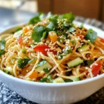 Hier sind die Zutaten für den leckeren Sesame Peanut Cold Noodle Salad. Diese Mischung sorgt für ein frisches und schmackhaftes Gericht. - 225 g Soba-Nudeln oder andere Nudeln - 60 ml cremige Erdnussbutter - 30 ml Sesamöl - 30 ml Sojasauce (reduzierter Natriumgehalt) - 15 ml Reisessig - 15 ml Honig oder Ahornsirup - 15 ml frisch geriebener Ingwer - 1 mittelgroße Gurke, in feine Streifen geschnitten - 1 rote Paprika, dünn geschnitten - 2 Frühlingszwiebeln, gehackt - 60 ml frischer Koriander, gehackt - 15 g Sesamkörner (geröstet) - Salz und Pfeffer nach Geschmack Die Auswahl der Zutaten macht den Salat besonders. Soba-Nudeln geben eine nussige Note. Cremige Erdnussbutter sorgt für einen reichen Geschmack. Sesamöl und Sojasauce fügen Tiefe hinzu. Reisessig bringt eine leichte Säure. Frischer Ingwer gibt einen tollen Kick. Gemüse wie Gurke und Paprika sorgt für Frische und Crunch. Koriander rundet das Ganze ab. Die gerösteten Sesamkörner geben eine knusprige Textur. Salz und Pfeffer helfen, die Aromen zu verstärken. Bereite alles vor und genieße die Zubereitung. {{ingredient_image_2}} Zuerst koche die Soba-Nudeln nach den Anweisungen auf der Verpackung. Das ist wichtig für die richtige Textur. Wenn die Nudeln fertig sind, gieße sie in ein Sieb ab. Spüle sie dann unter kaltem Wasser ab. So stoppst du den Garprozess und die Nudeln kühlen schnell ab. In einer mittleren Schüssel mische die Erdnussbutter, das Sesamöl, die Sojasauce, den Reisessig, den Honig und den geriebenen Ingwer. Nutze einen Schneebesen, um alles gut zu vermengen. Wenn die Sauce zu dick ist, füge einen Esslöffel Wasser hinzu. Das macht die Sauce cremiger und leichter zu vermengen. Nimm eine große Schüssel und gib die abgekühlten Nudeln hinein. Füge die Gurkenstreifen, die Paprika und die Frühlingszwiebeln hinzu. Jetzt gieße die Erdnusssauce über die Nudeln. Mische alles vorsichtig, sodass die Sauce gleichmäßig verteilt ist. Abschließend schmecke den Salat mit Salz und Pfeffer ab. Unterhebe den gehackten Koriander und streue die gerösteten Sesamkörner obenauf. Die Sauce ist der Star dieses Salats. Wenn sie zu dick ist, füge einfach einen Esslöffel Wasser hinzu. Rühre gut um, bis die Sauce cremig wird. Du kannst auch Kokosmilch statt Wasser nutzen. Sie verleiht einen tollen Geschmack. Erdnussbutter ist die Hauptzutat, aber du kannst sie auch ersetzen. Mandelbutter funktioniert gut. Auch Cashewbutter ist eine leckere Wahl. Diese Alternativen bringen neue Geschmäcker in dein Gericht. Koriander und Sesamkörner sind Pflicht für das Topping. Sie geben dem Salat Frische und Crunch. Du kannst auch frische Minze hinzufügen. Minze bringt eine coole Note. Eine Prise Chili-Flocken sorgt für etwas Schärfe. Sei kreativ mit der Garnitur. Gehackte Erdnüsse sind eine tolle Idee. Sie fügen zusätzlichen Biss hinzu. Du kannst auch Radieschen oder Karotten verwenden. Diese bringen Farbe und Süße in dein Gericht. Um Zeit zu sparen, bereite die Zutaten im Voraus vor. Koche die Nudeln am Vortag und lagere sie im Kühlschrank. Du kannst auch das Gemüse schneiden und aufbewahren. So bist du schneller fertig. Verwende vorgefertigte Zutaten, wenn du es eilig hast. Fertig geschnittenes Gemüse spart viel Zeit. Du kannst auch eine fertige Erdnusssoße kaufen. Achte darauf, eine gute Qualität zu wählen. Das macht die Zubereitung noch einfacher. Pro Tipps Frische Zutaten: Verwenden Sie frisches Gemüse für einen knackigen und geschmackvollen Salat. Achten Sie darauf, die Gurke und Paprika kurz vor dem Servieren zu schneiden, um die Frische zu bewahren. Veganer Ersatz: Für eine vegane Variante können Sie Honig durch Ahornsirup ersetzen und sicherstellen, dass die Sojasauce vegan ist. Dies macht das Gericht für alle geeignet. Würzen: Seien Sie beim Würzen vorsichtig, besonders mit Sojasauce, da diese bereits salzig ist. Beginnen Sie mit einer kleinen Menge und passen Sie den Geschmack nach Bedarf an. Vorbereitung im Voraus: Dieser Salat lässt sich hervorragend im Voraus zubereiten. Bereiten Sie ihn bis zu 24 Stunden im Voraus zu und lassen Sie ihn im Kühlschrank ziehen, damit die Aromen sich gut entwickeln können. {{image_4}} Du kannst den Salat leicht anpassen, indem du mehr Gemüse hinzufügst. Frischer Spinat oder geraspelte Karotten passen gut dazu. Auch Brokkoli oder Zucchini sind tolle Optionen. Diese Gemüsesorten bringen Farbe und zusätzliche Nährstoffe. Ich empfehle, saisonales Gemüse zu wählen. Das macht den Salat nicht nur frischer, sondern auch günstiger. Im Frühling sind Spargel und Erbsen ideal. Im Sommer kannst du mit Tomaten und Paprika experimentieren. Ein toller Weg, um mehr Nährstoffe zu bekommen, ist das Hinzufügen von Protein. Tofu ist eine großartige Wahl für Vegetarier. Du kannst ihn einfach anbraten oder marinieren. Auch Hühnchen passt gut in diesen Salat. Wenn du nach weiteren vegetarischen Proteinen suchst, probiere Kichererbsen oder edamame. Beide fügen eine schöne Textur hinzu und machen den Salat sättigender. Soba-Nudeln sind super, aber du kannst auch andere Nudeln verwenden. Reisnudeln oder Vollkornnudeln sind leckere Alternativen. Sie haben unterschiedliche Geschmäcker und Konsistenzen. Für glutenfreie Optionen sind Zucchini-Nudeln oder Quinoa-Nudeln ideal. Diese Alternativen machen den Salat leicht und frisch. Du kannst die Nudeln nach deinem Geschmack wählen und den Salat so anpassen. - Der Salat bleibt frisch für etwa 3 Tage im Kühlschrank. - Nutze luftdichte Behälter, um den Geschmack zu bewahren. - Stelle sicher, dass der Behälter sauber ist, um Bakterien zu vermeiden. - Vor dem Servieren gut umrühren, um die Sauce gleichmäßig zu verteilen. - Es ist möglich, den Salat einzufrieren, aber es ist nicht ideal. - Die Textur der Nudeln kann nach dem Auftauen weich werden. - Wenn du ihn einfrieren möchtest, lasse das Gemüse weg. - Füge frisches Gemüse nach dem Auftauen hinzu, um den Crunch zu erhalten. Ja, du kannst den Salat leicht vegan machen. Verwende einfach pflanzliche Erdnussbutter. Statt Honig nimmst du Ahornsirup. Achte darauf, dass die Sojasauce vegan ist. Diese kleinen Anpassungen machen den Salat perfekt für eine vegane Ernährung. Du erhältst trotzdem einen tollen Geschmack. Der Salat hält sich gut im Kühlschrank. Du kannst ihn bis zu vier Tage aufbewahren. Achte darauf, ihn in einem luftdichten Behälter zu lagern. Vor dem Servieren kannst du ihn kurz umrühren. So bleiben die Aromen frisch und lecker. Zu diesem Salat passen viele Beilagen. Probiere gegrilltes Gemüse oder frische Frühlingsrollen. Eine leichte Brühe oder eine scharfe Suppe sind auch gute Optionen. Für Getränke empfehle ich grünen Tee oder ein leichtes Bier. Diese Kombinationen heben den Geschmack des Salats hervor. Dieser Blogbeitrag hat Ihnen eine leckere und einfache Anleitung für einen Erdnuss-Salat gegeben. Wir haben die Zutaten, die Zubereitung und nützliche Tipps besprochen. Sie können den Salat an Ihren Geschmack anpassen, sei es mit mehr Gemüse oder einerProteinquelle. Vergessen Sie nicht, die Lagerhinweise zu beachten, um die Frische zu erhalten. Jetzt sind Sie bereit, diesen erfrischenden Salat zuzubereiten und zu genießen. Viel Spaß beim Ausprobieren!