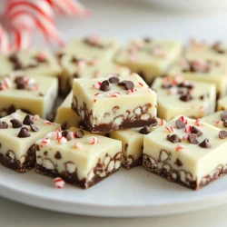 Um das beste Fudge zu machen, brauchen Sie die folgenden Zutaten: - 1 Tasse gesüßte Kondensmilch - 2 Tassen halbsüße Schokoladenstückchen - 1 Tasse weiße Schokoladenstückchen - 1 Teelöffel Pfefferminzextrakt - 1/4 Teelöffel Salz - 1/2 Tasse zerstoßene Pfefferminzbonbons (oder Zuckerstangen) Diese Zutaten geben dem Fudge einen reichen, schokoladigen Geschmack mit einem erfrischenden Pfefferminz-Twist. Die gesüßte Kondensmilch sorgt für die cremige Textur, während die Schokoladenstückchen für die süße Note sorgen. Um das Fudge schön zu machen, können Sie diese Zutaten verwenden: - 1/2 Tasse Mini-Schokoladenstückchen Die Mini-Schokoladenstückchen streuen Sie oben auf das Fudge. Sie sehen toll aus und bringen noch mehr Schokolade in das Rezept. Einige der Zutaten sind flexibel. Wenn Sie nach Alternativen suchen: - Vegan: Verwenden Sie pflanzliche Kondensmilch und vegane Schokoladenstückchen. - Glutenfrei: Alle angegebenen Zutaten sind glutenfrei. Achten Sie darauf, dass die Schokoladenstückchen dies ebenfalls sind. So können Sie das Rezept an Ihre Bedürfnisse anpassen. Egal, für welche Zutaten Sie sich entscheiden, das Fudge wird immer köstlich sein! {{ingredient_image_2}} Zuerst müssen wir die Backform vorbereiten. Nimm eine 20x20 cm große Form und lege sie mit Backpapier aus. Lass das Papier an den Seiten überstehen. So kannst du das Fudge später leicht herausheben. Nimm einen mittelgroßen Topf und stelle ihn auf niedrige Hitze. Gib die gesüßte Kondensmilch, die halbsüßen Schokoladenstückchen und das Salz hinein. Rühre häufig, bis alles geschmolzen und glatt ist. Nimm den Topf vom Herd und rühre den Pfefferminzextrakt ein. Lass die Mischung einige Minuten abkühlen, damit sie nicht zu heiß ist. Jetzt ist es Zeit, die weißen Schokoladenstückchen hinzuzufügen. Rühre sie gut ein, bis sie vollständig vermischt sind. Füge die zerstoßenen Pfefferminzbonbons hinzu. Mische alles gut, damit die Bonbons gleichmäßig verteilt sind. Gieße die Fudge-Mischung in die vorbereitete Backform. Verwende einen Spatel, um die Oberfläche glatt zu streichen. Streue die Mini-Schokoladenstückchen gleichmäßig oben drauf. Nun kommt das Wichtigste: Kühle das Fudge mindestens 2 Stunden lang. Es sollte fest sein, bevor du es herausnimmst. Wenn es fest ist, hebe es vorsichtig mit dem Backpapier aus der Form. Schneide es in kleine Quadrate und serviere sie auf einer schönen Platte. Ein häufiger Fehler ist, die Schokolade zu stark zu erhitzen. Sie wird dann krümelig. Rühren Sie oft, damit alles gleichmäßig schmilzt. Lassen Sie die Mischung nicht zu lange auf dem Herd. Sobald die Schokolade geschmolzen ist, nehmen Sie den Topf sofort vom Herd. Die Konsistenz ist wichtig für leckeres Fudge. Achten Sie darauf, die gesüßte Kondensmilch und die Schokoladenstückchen gut zu mischen. Wenn die Mischung zu fest wird, fügen Sie etwas mehr Kondensmilch hinzu. Wenn sie zu flüssig ist, lassen Sie sie länger kühlen. Bewahren Sie das Fudge in einem luftdichten Behälter auf. So bleibt es frisch. Im Kühlschrank hält es sich etwa zwei Wochen. Gefroren bleibt es bis zu drei Monate gut. Schneiden Sie das Fudge vorher in Stücke, um es einfacher zu entnehmen. Pro Tipps Die richtige Temperatur: Stellen Sie sicher, dass Sie die Schokolade bei niedriger Hitze schmelzen, um ein Anbrennen zu vermeiden und eine glatte Konsistenz zu erreichen. Pfefferminzgeschmack anpassen: Beginnen Sie mit einer kleineren Menge Pfefferminzextrakt und fügen Sie nach Geschmack mehr hinzu, um die Intensität des Geschmacks zu kontrollieren. Variationen ausprobieren: Fügen Sie gehackte Nüsse oder andere Süßigkeiten hinzu, um dem Fudge eine persönliche Note zu verleihen. Fudge richtig lagern: Bewahren Sie das Fudge in einem luftdichten Behälter im Kühlschrank auf, um Frische und Konsistenz zu bewahren. {{image_4}} Du kannst das Pfefferminz-Schokoladen-Fudge leicht verändern. Probiere einmal andere Aromen aus! Statt Pfefferminz kannst du zum Beispiel Orange oder Vanille verwenden. Diese Aromen geben dem Fudge eine neue, frische Note. Du kannst auch Nüsse oder getrocknete Früchte hinzufügen. Walnüsse oder Cranberries machen das Fudge noch aromatischer. Wenn du gesünder leben möchtest, gibt es tolle Alternativen. Verwende dunkle Schokolade mit hohem Kakaoanteil. Sie hat weniger Zucker und mehr Antioxidantien. Du kannst auch einen natürlichen Süßstoff wie Honig oder Agavendicksaft nehmen. Für eine vegane Option tausche die gesüßte Kondensmilch gegen eine pflanzliche Milchalternative aus. So bleibt das Fudge lecker und gesund! Das Fudge sieht toll aus, wenn du es schön präsentierst. Richte die Fudge-Quadrate auf einer festlichen Platte an. Du kannst ganze Pfefferminzbonbons oder frische Minzblätter dazu legen. Für einen besonderen Anlass kannst du die Fudge-Stücke in kleine Tüten verpacken. Das ist ein tolles Geschenk für Freunde und Familie! Um das Pfefferminz-Schokoladen-Fudge frisch zu halten, müssen Sie es richtig lagern. Bewahren Sie das Fudge in einem luftdichten Behälter auf. Ein guter Behälter hält die Feuchtigkeit draußen. So bleibt das Fudge weich und lecker. Wenn Sie das Fudge in Schichten aufbewahren, legen Sie zwischen die Schichten Backpapier. So kleben die Stücke nicht zusammen. Sie können das Fudge im Kühlschrank oder Gefrierschrank lagern. Im Kühlschrank bleibt es bis zu zwei Wochen frisch. Der Gefrierschrank ist ideal für längere Lagerung. Dort hält sich das Fudge bis zu drei Monate. Wenn Sie es gefrieren, schneiden Sie es in kleine Stücke. So können Sie später einfach ein Stück herausnehmen. Um die Haltbarkeit zu maximieren, kennzeichnen Sie den Behälter mit dem Datum. So wissen Sie, wann Sie das Fudge gemacht haben. Achten Sie darauf, das Fudge nicht mit stark riechenden Lebensmitteln zu lagern. Es kann den Geschmack beeinträchtigen. Wenn das Fudge Anzeichen von Schimmel zeigt oder seltsam riecht, entsorgen Sie es sofort. Um das Fudge länger haltbar zu machen, lagere es in einem luftdichten Behälter. Achte darauf, dass die Oberfläche nicht mit Luft in Kontakt kommt. Kühle es im Kühlschrank. So bleibt es frisch für etwa zwei Wochen. Du kannst das Fudge auch einfrieren. Schneide es in Stücke und lege es in einen gefrierfesten Behälter. So bleibt es bis zu drei Monate gut. Ja, du kannst das Pfefferminzextrakt ersetzen. Versuche Vanille, Mandel oder sogar Orangenextrakt. Jede dieser Optionen bringt einen neuen Geschmack in dein Fudge. Wähle die Menge, die dir am besten gefällt. Du kannst auch eine Kombination von Aromen verwenden, um spannende Geschmacksrichtungen zu kreieren. Fudge ist sehr vielseitig. Du kannst es einfach auf einem Teller anrichten. Arrangiere die Stücke schön und füge ganze Pfefferminzbonbons hinzu. Das sieht festlich aus. Du kannst das Fudge auch in kleine Geschenktüten packen. So machst du eine süße Überraschung für Freunde und Familie. Pfefferminz-Schokoladen-Fudge ist ein einfacher Genuss. Du hast die Hauptzutaten und Zusätze kennengelernt. Ich habe dir gezeigt, wie du das Fudge Schritt für Schritt zubereitest und häufige Fehler vermeidest. Variationen bieten neue Geschmackserlebnisse, und ich habe dir die besten Tipps zur Lagerung gegeben. Denke daran, dass es Spaß macht, Fudge selbst zu machen. Experimentiere mit verschiedenen Geschmäckern und genieße deinen leckeren Snack!