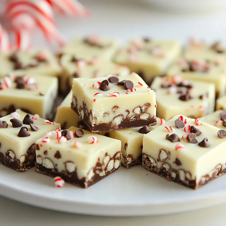 Um das beste Fudge zu machen, brauchen Sie die folgenden Zutaten: - 1 Tasse gesüßte Kondensmilch - 2 Tassen halbsüße Schokoladenstückchen - 1 Tasse weiße Schokoladenstückchen - 1 Teelöffel Pfefferminzextrakt - 1/4 Teelöffel Salz - 1/2 Tasse zerstoßene Pfefferminzbonbons (oder Zuckerstangen) Diese Zutaten geben dem Fudge einen reichen, schokoladigen Geschmack mit einem erfrischenden Pfefferminz-Twist. Die gesüßte Kondensmilch sorgt für die cremige Textur, während die Schokoladenstückchen für die süße Note sorgen. Um das Fudge schön zu machen, können Sie diese Zutaten verwenden: - 1/2 Tasse Mini-Schokoladenstückchen Die Mini-Schokoladenstückchen streuen Sie oben auf das Fudge. Sie sehen toll aus und bringen noch mehr Schokolade in das Rezept. Einige der Zutaten sind flexibel. Wenn Sie nach Alternativen suchen: - Vegan: Verwenden Sie pflanzliche Kondensmilch und vegane Schokoladenstückchen. - Glutenfrei: Alle angegebenen Zutaten sind glutenfrei. Achten Sie darauf, dass die Schokoladenstückchen dies ebenfalls sind. So können Sie das Rezept an Ihre Bedürfnisse anpassen. Egal, für welche Zutaten Sie sich entscheiden, das Fudge wird immer köstlich sein! {{ingredient_image_2}} Zuerst müssen wir die Backform vorbereiten. Nimm eine 20x20 cm große Form und lege sie mit Backpapier aus. Lass das Papier an den Seiten überstehen. So kannst du das Fudge später leicht herausheben. Nimm einen mittelgroßen Topf und stelle ihn auf niedrige Hitze. Gib die gesüßte Kondensmilch, die halbsüßen Schokoladenstückchen und das Salz hinein. Rühre häufig, bis alles geschmolzen und glatt ist. Nimm den Topf vom Herd und rühre den Pfefferminzextrakt ein. Lass die Mischung einige Minuten abkühlen, damit sie nicht zu heiß ist. Jetzt ist es Zeit, die weißen Schokoladenstückchen hinzuzufügen. Rühre sie gut ein, bis sie vollständig vermischt sind. Füge die zerstoßenen Pfefferminzbonbons hinzu. Mische alles gut, damit die Bonbons gleichmäßig verteilt sind. Gieße die Fudge-Mischung in die vorbereitete Backform. Verwende einen Spatel, um die Oberfläche glatt zu streichen. Streue die Mini-Schokoladenstückchen gleichmäßig oben drauf. Nun kommt das Wichtigste: Kühle das Fudge mindestens 2 Stunden lang. Es sollte fest sein, bevor du es herausnimmst. Wenn es fest ist, hebe es vorsichtig mit dem Backpapier aus der Form. Schneide es in kleine Quadrate und serviere sie auf einer schönen Platte. Ein häufiger Fehler ist, die Schokolade zu stark zu erhitzen. Sie wird dann krümelig. Rühren Sie oft, damit alles gleichmäßig schmilzt. Lassen Sie die Mischung nicht zu lange auf dem Herd. Sobald die Schokolade geschmolzen ist, nehmen Sie den Topf sofort vom Herd. Die Konsistenz ist wichtig für leckeres Fudge. Achten Sie darauf, die gesüßte Kondensmilch und die Schokoladenstückchen gut zu mischen. Wenn die Mischung zu fest wird, fügen Sie etwas mehr Kondensmilch hinzu. Wenn sie zu flüssig ist, lassen Sie sie länger kühlen. Bewahren Sie das Fudge in einem luftdichten Behälter auf. So bleibt es frisch. Im Kühlschrank hält es sich etwa zwei Wochen. Gefroren bleibt es bis zu drei Monate gut. Schneiden Sie das Fudge vorher in Stücke, um es einfacher zu entnehmen. Pro Tipps Die richtige Temperatur: Stellen Sie sicher, dass Sie die Schokolade bei niedriger Hitze schmelzen, um ein Anbrennen zu vermeiden und eine glatte Konsistenz zu erreichen. Pfefferminzgeschmack anpassen: Beginnen Sie mit einer kleineren Menge Pfefferminzextrakt und fügen Sie nach Geschmack mehr hinzu, um die Intensität des Geschmacks zu kontrollieren. Variationen ausprobieren: Fügen Sie gehackte Nüsse oder andere Süßigkeiten hinzu, um dem Fudge eine persönliche Note zu verleihen. Fudge richtig lagern: Bewahren Sie das Fudge in einem luftdichten Behälter im Kühlschrank auf, um Frische und Konsistenz zu bewahren. {{image_4}} Du kannst das Pfefferminz-Schokoladen-Fudge leicht verändern. Probiere einmal andere Aromen aus! Statt Pfefferminz kannst du zum Beispiel Orange oder Vanille verwenden. Diese Aromen geben dem Fudge eine neue, frische Note. Du kannst auch Nüsse oder getrocknete Früchte hinzufügen. Walnüsse oder Cranberries machen das Fudge noch aromatischer. Wenn du gesünder leben möchtest, gibt es tolle Alternativen. Verwende dunkle Schokolade mit hohem Kakaoanteil. Sie hat weniger Zucker und mehr Antioxidantien. Du kannst auch einen natürlichen Süßstoff wie Honig oder Agavendicksaft nehmen. Für eine vegane Option tausche die gesüßte Kondensmilch gegen eine pflanzliche Milchalternative aus. So bleibt das Fudge lecker und gesund! Das Fudge sieht toll aus, wenn du es schön präsentierst. Richte die Fudge-Quadrate auf einer festlichen Platte an. Du kannst ganze Pfefferminzbonbons oder frische Minzblätter dazu legen. Für einen besonderen Anlass kannst du die Fudge-Stücke in kleine Tüten verpacken. Das ist ein tolles Geschenk für Freunde und Familie! Um das Pfefferminz-Schokoladen-Fudge frisch zu halten, müssen Sie es richtig lagern. Bewahren Sie das Fudge in einem luftdichten Behälter auf. Ein guter Behälter hält die Feuchtigkeit draußen. So bleibt das Fudge weich und lecker. Wenn Sie das Fudge in Schichten aufbewahren, legen Sie zwischen die Schichten Backpapier. So kleben die Stücke nicht zusammen. Sie können das Fudge im Kühlschrank oder Gefrierschrank lagern. Im Kühlschrank bleibt es bis zu zwei Wochen frisch. Der Gefrierschrank ist ideal für längere Lagerung. Dort hält sich das Fudge bis zu drei Monate. Wenn Sie es gefrieren, schneiden Sie es in kleine Stücke. So können Sie später einfach ein Stück herausnehmen. Um die Haltbarkeit zu maximieren, kennzeichnen Sie den Behälter mit dem Datum. So wissen Sie, wann Sie das Fudge gemacht haben. Achten Sie darauf, das Fudge nicht mit stark riechenden Lebensmitteln zu lagern. Es kann den Geschmack beeinträchtigen. Wenn das Fudge Anzeichen von Schimmel zeigt oder seltsam riecht, entsorgen Sie es sofort. Um das Fudge länger haltbar zu machen, lagere es in einem luftdichten Behälter. Achte darauf, dass die Oberfläche nicht mit Luft in Kontakt kommt. Kühle es im Kühlschrank. So bleibt es frisch für etwa zwei Wochen. Du kannst das Fudge auch einfrieren. Schneide es in Stücke und lege es in einen gefrierfesten Behälter. So bleibt es bis zu drei Monate gut. Ja, du kannst das Pfefferminzextrakt ersetzen. Versuche Vanille, Mandel oder sogar Orangenextrakt. Jede dieser Optionen bringt einen neuen Geschmack in dein Fudge. Wähle die Menge, die dir am besten gefällt. Du kannst auch eine Kombination von Aromen verwenden, um spannende Geschmacksrichtungen zu kreieren. Fudge ist sehr vielseitig. Du kannst es einfach auf einem Teller anrichten. Arrangiere die Stücke schön und füge ganze Pfefferminzbonbons hinzu. Das sieht festlich aus. Du kannst das Fudge auch in kleine Geschenktüten packen. So machst du eine süße Überraschung für Freunde und Familie. Pfefferminz-Schokoladen-Fudge ist ein einfacher Genuss. Du hast die Hauptzutaten und Zusätze kennengelernt. Ich habe dir gezeigt, wie du das Fudge Schritt für Schritt zubereitest und häufige Fehler vermeidest. Variationen bieten neue Geschmackserlebnisse, und ich habe dir die besten Tipps zur Lagerung gegeben. Denke daran, dass es Spaß macht, Fudge selbst zu machen. Experimentiere mit verschiedenen Geschmäckern und genieße deinen leckeren Snack!