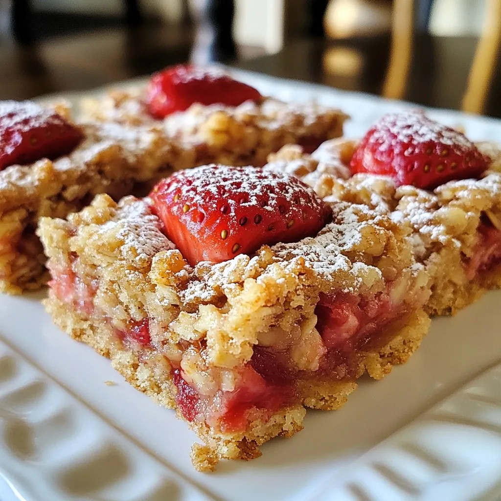 - 1 ½ Tassen Haferflocken - ½ Tasse Vollkornmehl - ½ Tasse Mandelbutter oder Erdnussbutter Diese Zutaten sind die Basis für die Riegel. Haferflocken geben eine tolle Textur und sind gesund. Vollkornmehl bringt Ballaststoffe mit. Mandel- oder Erdnussbutter sorgt für gesunde Fette und Geschmack. - ¼ Tasse Honig - ¼ Tasse Ahornsirup (vegane Option) Honig und Ahornsirup machen die Riegel süß. Honig gibt einen reichen Geschmack. Ahornsirup ist eine gute Wahl für Veganer. Beide Süßstoffe fügen Feuchtigkeit hinzu. - 1 Tasse frische Erdbeeren, geputzt und gehackt - 2 Esslöffel Chiasamen (optional) Frische Erdbeeren bringen fruchtige Frische. Sie sind saftig und lecker. Chiasamen sind optional, aber sie geben eine tolle Textur und Nährstoffe. Sie passen perfekt zu den Erdbeeren. {{ingredient_image_2}} Zuerst heize deinen Ofen auf 175°C vor. Das macht die Riegel schön knusprig. Bereite eine Backform (20x20 cm) vor. Lege sie mit Backpapier aus. Lass die Ränder überstehen. So lässt sich der Riegel später leicht herausnehmen. In einer großen Schüssel vermische die Haferflocken, das Vollkornmehl, das Backpulver, das Salz und den Zimt. Rühre gut um, bis alles gleichmäßig verteilt ist. Diese Mischung gibt dem Riegel Struktur und Geschmack. In einer anderen Schüssel kombiniere die Mandelbutter, den Honig und den Vanilleextrakt. Rühre alles mit einem Schneebesen cremig. Wenn die Mandelbutter fest ist, wärme sie kurz in der Mikrowelle. So lässt sie sich besser mischen. Gieße die feuchten Zutaten in die Schüssel mit den trockenen. Rühre alles gut um, bis es eine gleichmäßige Masse gibt. Füge die gehackten Erdbeeren und die Chiasamen hinzu. Falten diese vorsichtig unter, damit die Erdbeeren nicht zerdrückt werden. Verteile die Mischung gleichmäßig in die Backform. Drücke sie fest, um eine glatte Schicht zu bilden. Backe die Riegel für 25-30 Minuten. Sie sind fertig, wenn die Ränder goldbraun sind. Lasse die Riegel 10 Minuten in der Form abkühlen. Hebe sie dann mit dem Backpapier heraus und lege sie auf ein Kuchengitter. Lass sie dort vollständig abkühlen, bevor du sie in Riegel schneidest. Um die perfekte Konsistenz zu erreichen, ist das Verhältnis der Zutaten wichtig. Achte darauf, dass du die Haferflocken und das Vollkornmehl im richtigen Verhältnis mischst. Zu viel Mehl kann die Riegel trocken machen. Ideal ist ein Verhältnis von 3:1 für Haferflocken zu Mehl. Wenn du mehr Feuchtigkeit brauchst, kannst du die Menge an Mandelbutter oder Honig leicht erhöhen. Der Geschmack kann mit Gewürzen oder zusätzlichen Früchten verbessert werden. Zimt bringt Wärme in die Riegel. Du kannst auch Muskatnuss oder Ingwer verwenden. Frische Erdbeeren sind toll, aber du kannst auch gefrorene Himbeeren oder Äpfel hinzugeben. Diese Früchte geben einen anderen, fruchtigen Geschmack und machen die Riegel noch besser. Die Überwachung der Backzeit ist sehr wichtig. Backe die Riegel für 25-30 Minuten. Schau nach, ob die Ränder goldbraun sind und die Mitte fest ist. Wenn du einen Zahnstocher in die Mitte steckst und er sauber herauskommt, sind die Riegel fertig. Lass sie nach dem Backen gut abkühlen, bevor du sie schneidest. So bleiben sie zusammen und brechen nicht. Pro Tipps Frische Erdbeeren: Verwenden Sie frische Erdbeeren für den besten Geschmack. Tiefgefrorene Erdbeeren können zu viel Feuchtigkeit abgeben und die Konsistenz der Riegel beeinträchtigen. Variationen der Nussbutter: Experimentieren Sie mit verschiedenen Nussbuttern wie Cashew- oder Sonnenblumenbutter für unterschiedliche Aromen und Nährstoffe. Zusätzliche Süße: Wenn Sie es süßer mögen, fügen Sie nach dem Backen etwas Honig oder Ahornsirup über die Riegel hinzu. Kühlen vor dem Schneiden: Stellen Sie sicher, dass die Riegel vollständig abgekühlt sind, bevor Sie sie schneiden. Dies hilft, Brüche und Krümel zu vermeiden. {{image_4}} Du kannst viele Früchte nutzen. Blaubeeren sind eine tolle Wahl. Sie bringen Süße und Farbe. Auch Bananen passen gut. Sie machen die Riegel saftig. Äpfel geben Crunch und Frische. Einfach die Erdbeeren ersetzen und die Menge anpassen. So bekommst du immer neue Geschmäcker. Nüsse und Samen fügen Textur hinzu. Pekannüsse geben einen reichen Geschmack. Walnüsse sind sehr nahrhaft und lecker. Leinsamen sind klein, aber voller Nährstoffe. Sie helfen, die Riegel gesund zu machen. Füge eine Handvoll Nüsse oder Samen zu deinem Rezept hinzu. Das macht die Riegel noch besser! Wenn du glutenfrei essen möchtest, ist das einfach. Nutze glutenfreies Mehl anstelle von Vollkornmehl. Es gibt viele gute Optionen wie Mandeln oder Kokosnussmehl. Achte darauf, die anderen Zutaten auch glutenfrei zu wählen. So kannst du trotzdem leckere Riegel genießen. Lagern Sie die Erdbeer-Haferflocken-Riegel im Kühlschrank. Sie bleiben dort frisch bis zu einer Woche. Nutzen Sie einen luftdichten Behälter. Dies hilft, die Riegel vor Feuchtigkeit zu schützen. Wenn Sie die Riegel richtig lagern, bleiben sie weich und lecker. Überprüfen Sie regelmäßig, ob sie noch gut sind. Wenn sie trocken aussehen, sind sie nicht mehr frisch. Einfrieren ist eine gute Idee für lange Haltbarkeit. Schneiden Sie die Riegel in Portionen. Wickeln Sie jede Portion in Frischhaltefolie. Legen Sie die Riegel dann in einen luftdichten Behälter oder einen Gefrierbeutel. So bleiben sie bis zu drei Monate haltbar. Denken Sie daran, die Riegel vor dem Essen für ein paar Stunden im Kühlschrank auftauen zu lassen. So bleiben sie saftig und lecker. Diese Riegel sind perfekt für unterwegs. Packen Sie sie in eine kleine Box oder eine Papiertüte. Sie passen gut in eine Tasche oder einen Rucksack. So haben Sie immer einen gesunden Snack zur Hand. Sie eignen sich auch gut für Ausflüge oder das Büro. Nehmen Sie sie mit, wenn Sie unterwegs sind, oder genießen Sie sie zu Hause. Die Erdbeer-Haferflocken-Riegel halten sich bis zu einer Woche im Kühlschrank. Lagern Sie sie in einem luftdichten Behälter. So bleiben sie frisch und lecker. Achten Sie darauf, die Riegel gut abzukühlen, bevor Sie sie lagern. So verhindern Sie, dass sie matschig werden. Ja, Sie können die Riegel ohne Zucker machen. Verwenden Sie einfach reife Bananen oder Datteln. Diese Früchte geben natürliche Süße und Geschmack. Sie können auch ungesüßtes Apfelmus hinzufügen. So bleiben die Riegel gesund und lecker. Neben Mandelbutter können Sie auch Erdnussbutter verwenden. Cashewbutter ist eine weitere tolle Option. Jede Nussbutter hat ihren eigenen Geschmack. Experimente machen das Rezept spannend. Versuchen Sie auch, verschiedene Kombinationen zu finden, um neue Geschmäcker zu entdecken. Ja, die Riegel können vegan sein. Ersetzen Sie den Honig durch Ahornsirup. Achten Sie darauf, dass alle anderen Zutaten ebenfalls vegan sind. Verwenden Sie auch pflanzliche Butter, wenn nötig. So genießen Sie gesunde und leckere Riegel, die für alle geeignet sind. Zusammenfassend haben wir die wichtigsten Zutaten für leckere Erdbeer-Haferflocken-Riegel besprochen. Wir haben auch eine einfache Schritt-für-Schritt-Anleitung gegeben. Die Tipps helfen dir, die Riegel perfekt zu machen. Variationen erlauben dir Kreativität, und die Aufbewahrungshinweise sorgen für frische Snacks. Genieße diese Riegel als gesunde Snacks. Sie sind einfach zuzubereiten und voller Geschmack. Experimentiere ruhig mit neuen Zutaten. Du wirst viel Spaß dabei haben!